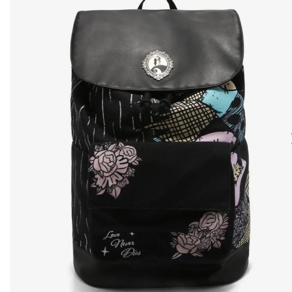The Nightmare Before Christmas Jack & Sally Split Slouch Backpack Hot Topic‎